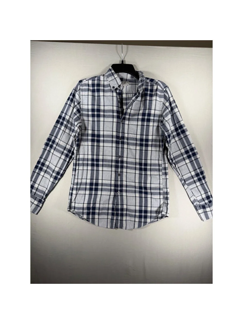 J.Crew Mens XS Tailored Plaid Button Down Shirt Navy White Cotton